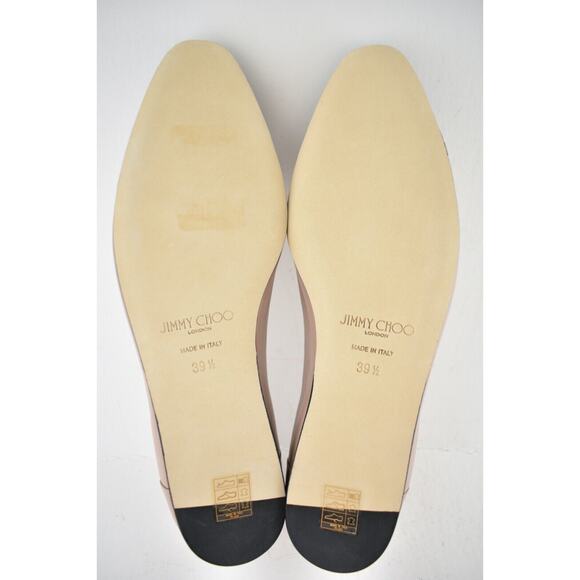 Jimmy Choo Watson Black Ballet Pink Leather Logo Slip On Ballerina Flats 39.5 - Picture 12 of 12